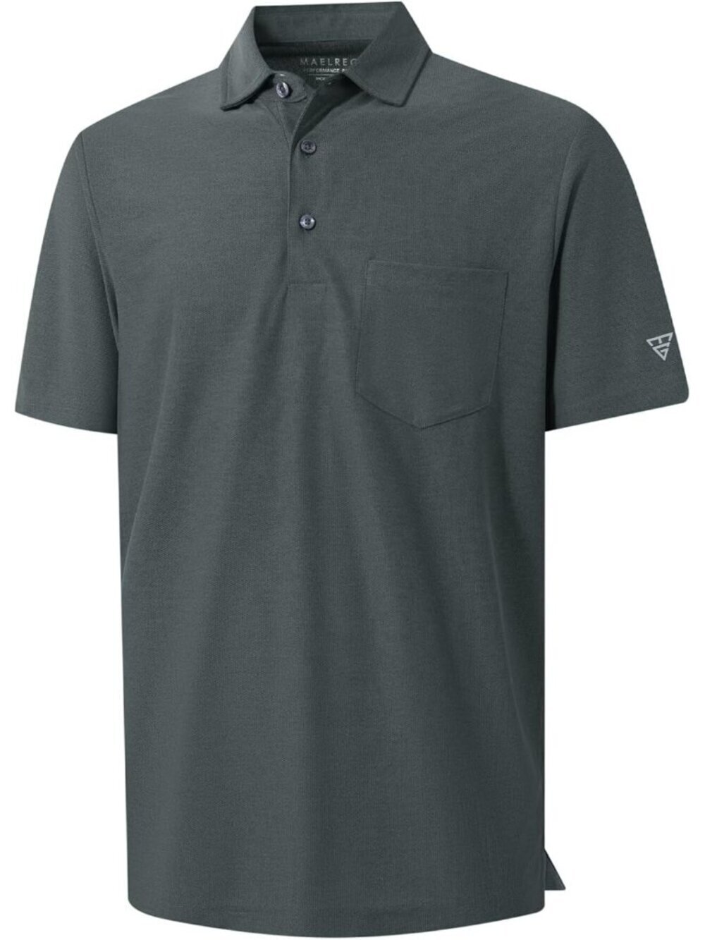 Mens Dark Blue Heather Pocket Polo Lightweight Moisture Wicking Stretch Shi